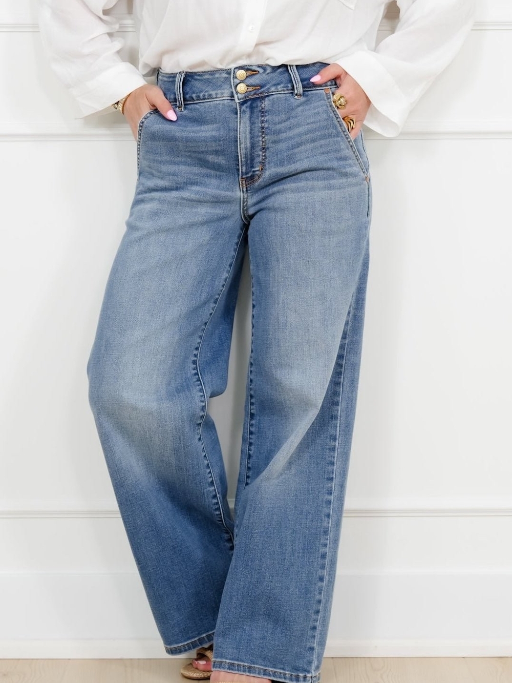 NWT Judy Blue Trouser Column Light Wash High Waisted Stretch Jeans Womens 7/28